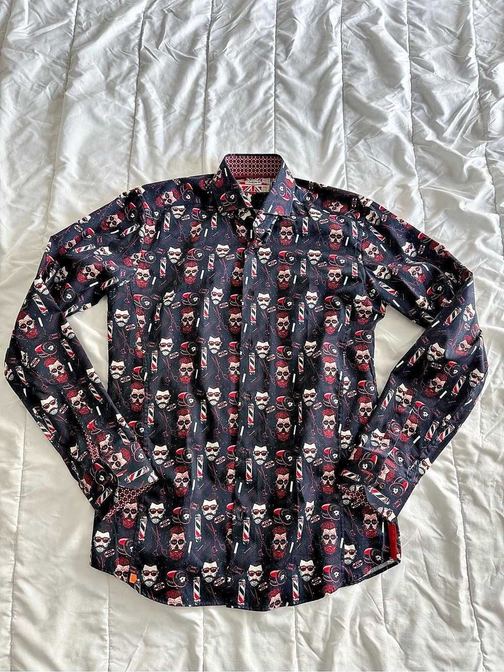 7 Downie St. Barber Shop. Men's Black & Red Dress Shirt